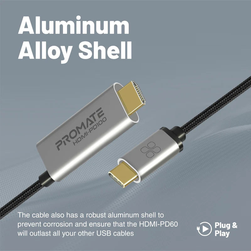 Promate HDMI-PD100 4K CrystalClarity USB-C to HDMI Cable