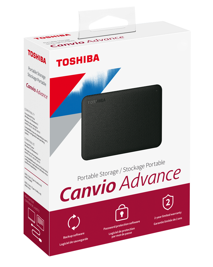 Toshiba 4TB Canvio Advance Portable External Hard Drive - USB 3.2 Gen 1, 2.5" Disc With Automatic Backup (HDTCA40EK3CA)