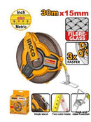 Ingco HFMT1830 30m x 15mm Fiberglass Measuring Tape – Heavy-Duty Metric Tape for Construction & DIY