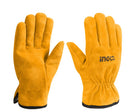Ingco HGVC02 Leather Work Gloves Size 10 – Heavy-Duty Protective Safety Gloves for Construction & Industrial Use