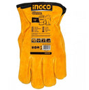 Ingco HGVC02 Leather Work Gloves Size 10 – Heavy-Duty Protective Safety Gloves for Construction & Industrial Use