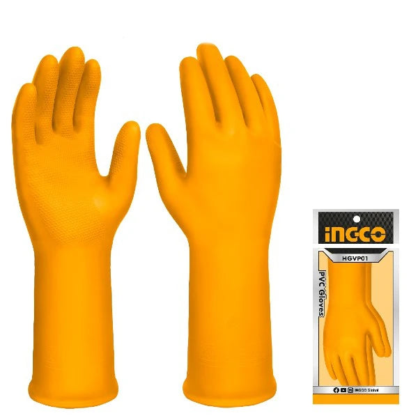 Ingco HGVP01 PVC Safety Gloves, Large Size