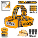 Ingco HHL013AAA8 Headlamp - 200 Lumens Brightness