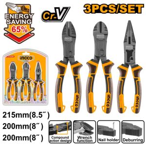 Ingco HKCPS5831 3 Pcs compound action pliers set