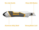 Ingco HKNS1808 18mm Snap-Off Blade Knife – Utility Knife with 6pcs SK5 Blades
