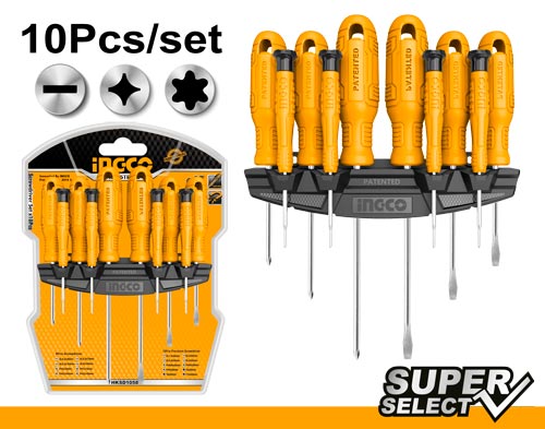 Ingco HKSD1058 10 Pcs screwdriver and precision screwdriver set