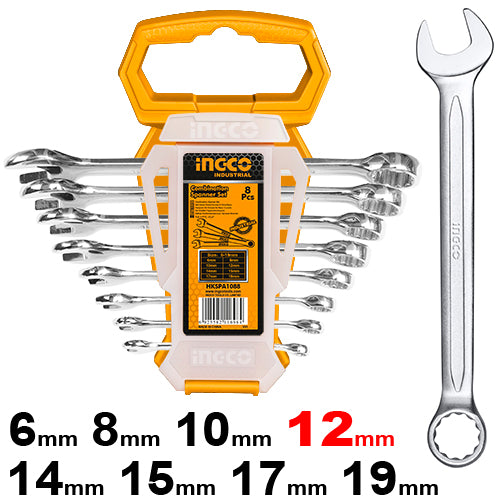 Ingco HKSPA1088 Combination Spanner Set 8pcs- Versatile and Precision-Crafted