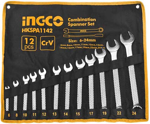 Ingco HKSPA1142 Combination Spanner Set - 12 Pieces