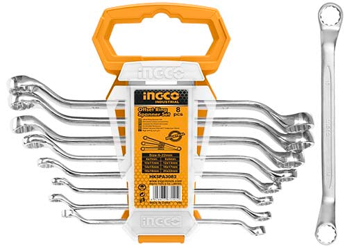 INGCO HKSPA3088 Offset Ring Spanner 8pcs Set