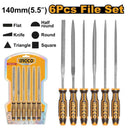 Ingco HKTF63 6-Piece File Set – Heavy-Duty Steel Hand Files for Wood, Metal & Workshop Use