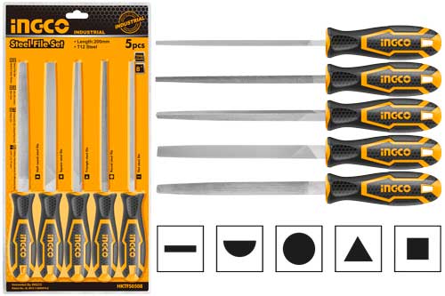 Ingco HKTFS0508 5 Pcs steel file set 8“/200mm