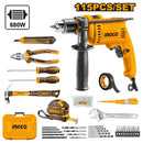 Ingco HKTHP11151 Impact Drill with 115 PCS Tool Set 680W (PROMO)