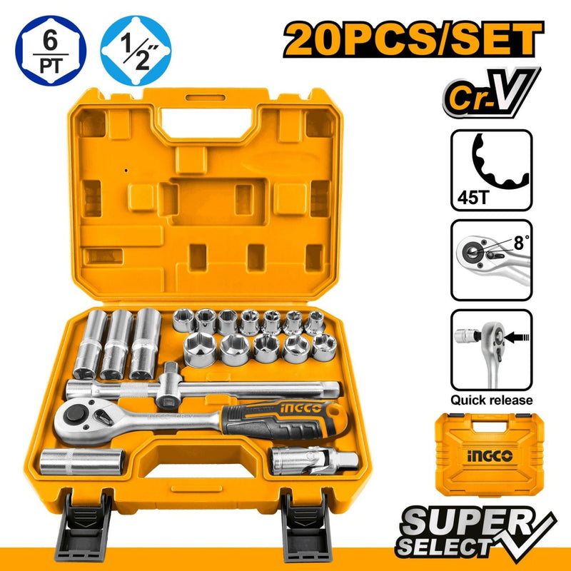 Ingco HKTS12201 System Socket Set 1/2" 20pcs