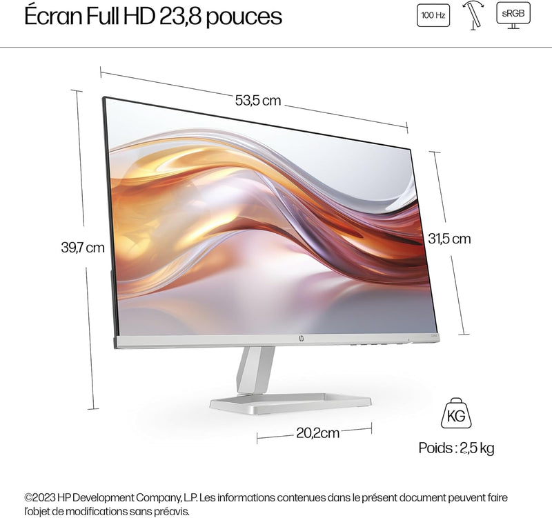HP 524sf Series 5 23.8"" FHD Monitor, Connectivity; 1 VGA, 1 HDMI 1.4 (94C17AA)
