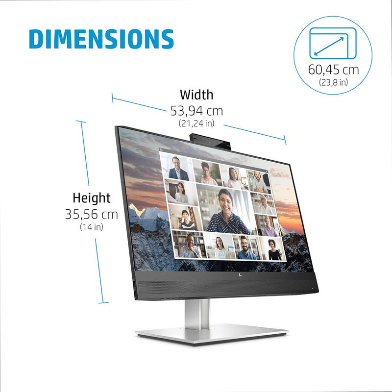 HP E34m G4 34 inch WQHD Curved USB-C Conferencing Monitor, Integrated Webcam, Integrated Speakers, Height/Tilt Adjustable (40Z26AS)