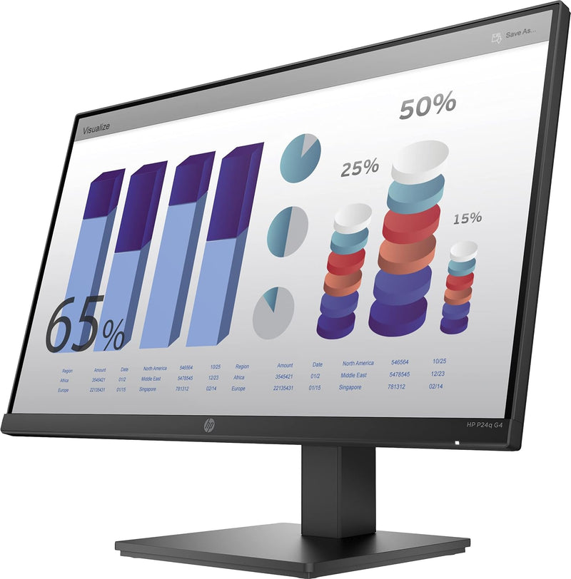 HP P24q G4 23.8” QHD Adjustable Business Monitor (Height/Tilt/Swivel/Pivot) – VGA &amp; HDMI 1.4 Connectivity (8MB10AA)
