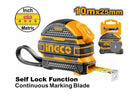 Ingco HSMT081025 10m x 25mm Steel Measuring Tape - Heavy-Duty Metric Tape Measure for Construction & DIY