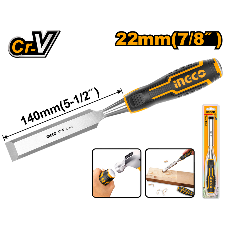 Ingco HWC0822 Wood Chisel, 22mm (7/8") Width, 140mm Length
