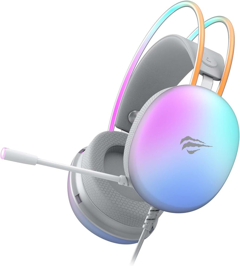 Havit Gamenote H2037D RGB Wired Gaming Headphones – Stereo Sound, Adjustable Mic, LED Lighting for PC, PS4, Xbox 