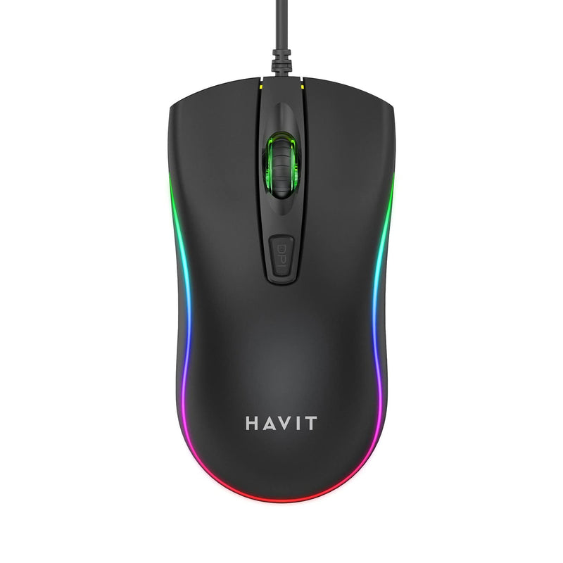 Havit MS72 Wired USB Gaming Mouse – RGB Lighting, 1200 DPI, High Precision Gaming Gear