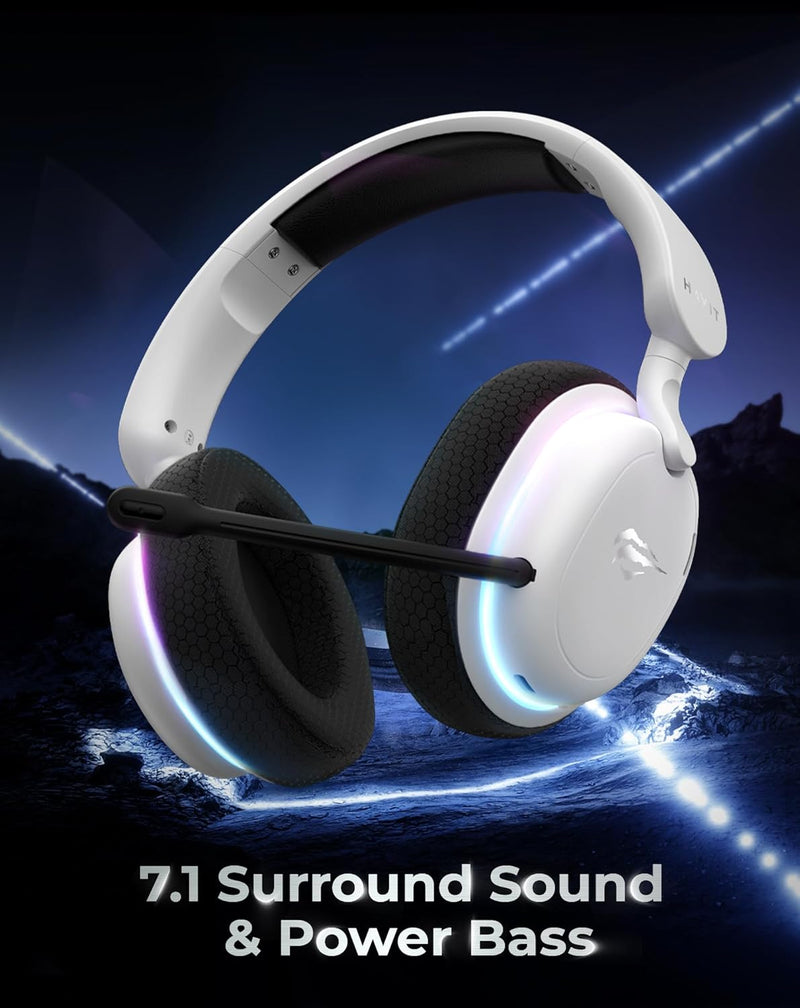HAVIT Fuxi-H7 Wireless Gaming Headphones – 5-Mode RGB Lighting, Low Latency, Surround Sound-Gaming Series