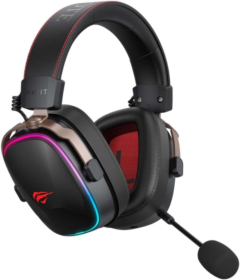 Havit H2039BG Wireless Tri-Mode Gaming Headset – RGB Light, Magnetic Ear Cups, Clear Sound