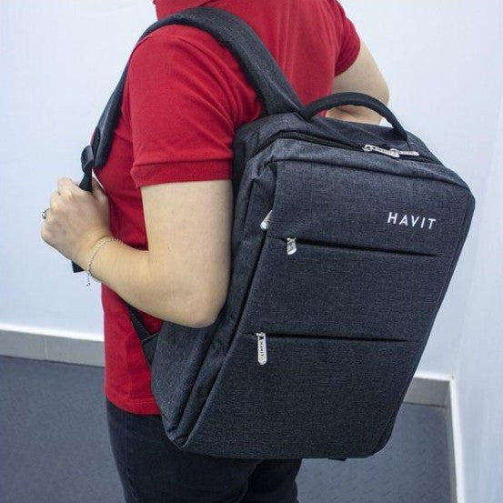 Havit H0026 15.6 Inch Laptop Backpack – Lightweight Waterproof Travel & Business Bag with USB Charging Port