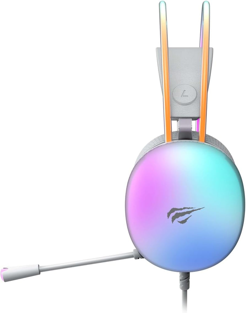 Havit Gamenote H2037D RGB Wired Gaming Headphones – Stereo Sound, Adjustable Mic, LED Lighting for PC, PS4, Xbox 