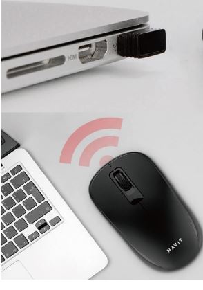 HAVIT MS626GT Wireless Optical Mouse – 2.4GHz, 10M Range, Ergonomic USB Mouse for PC & Laptop