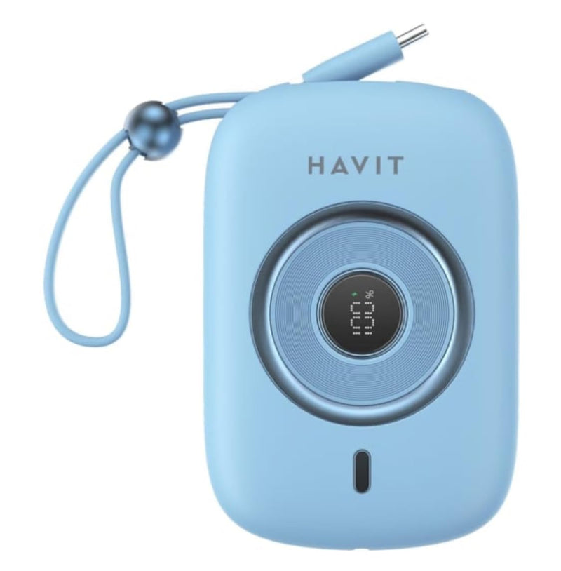 Havit PB5214 10000mAh 35W PD Fast Charging Power Bank with USB-C Cable | Compact Portable Charger for Phones, Tablets & Laptops