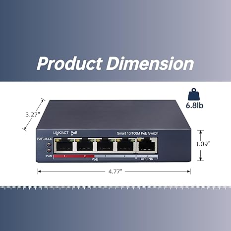 Hikvision DS-3E1105P-EI/M- 4 Port Fast Ethernet Smart POE Switch
