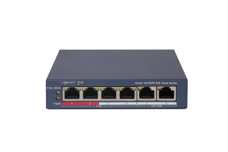 Hikvision DS-3E1106P-EI/M - 4 Port Fast Ethernet Smart POE Switch