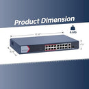 Hikvision DS-3E1318P-EI/M - 16 Port Fast Ethernet Smart POE Switch
