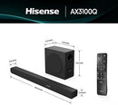 Hisense AX3100Q 500W 3.1Ch Soundbar- Enhances your home entertainment with powerful, immersive audio for movies, music, and TV shows