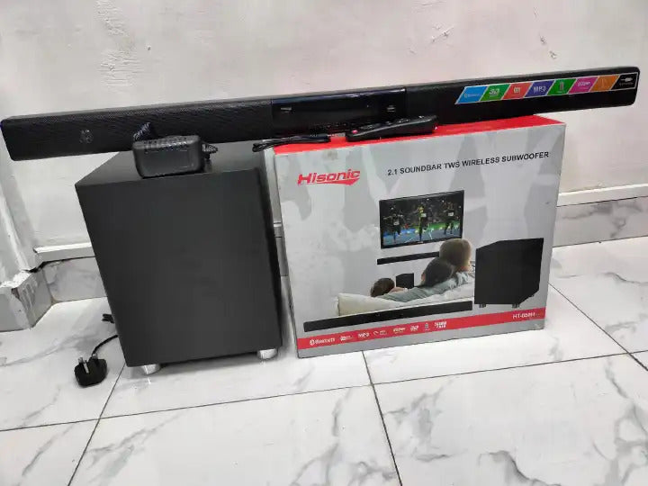 Hi Sonic HT-858H 2.1CH Soundbar Home Theater System – 130W Bluetooth Multimedia Speaker with Subwoofer, USB Port, Dolby Plus