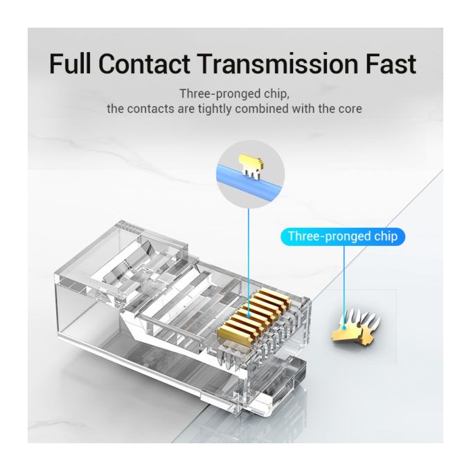 Vention IDBR0-100 Cat.5E UTP RJ45 Modular Plug Transparent Connectors 100 Pack