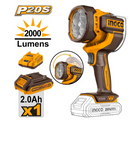 INGCO CWLI20881 20V Lithium-Ion Cordless LED Work Lamp – Rechargeable, High Brightness