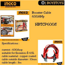 INGCO HBTCP6008L Heavy-Duty Booster Cable with LED Lamp – 600A Jumper Cables for 12V/24V Batteries - Emergency Car Starter
