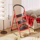 In-House XL01-3STEPRED 3 Step Steel Red Folding Ladder 150kg Capacity – Heavy Duty Industrial Grade A-Type Step Ladder for Home, Office, Maintenance, and Construction Use
