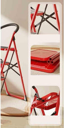 In-House XL01-3STEPRED 3 Step Steel Red Folding Ladder 150kg Capacity – Heavy Duty Industrial Grade A-Type Step Ladder for Home, Office, Maintenance, and Construction Use