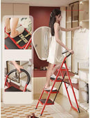 In-House XL01-3STEPRED 3 Step Steel Red Folding Ladder 150kg Capacity – Heavy Duty Industrial Grade A-Type Step Ladder for Home, Office, Maintenance, and Construction Use