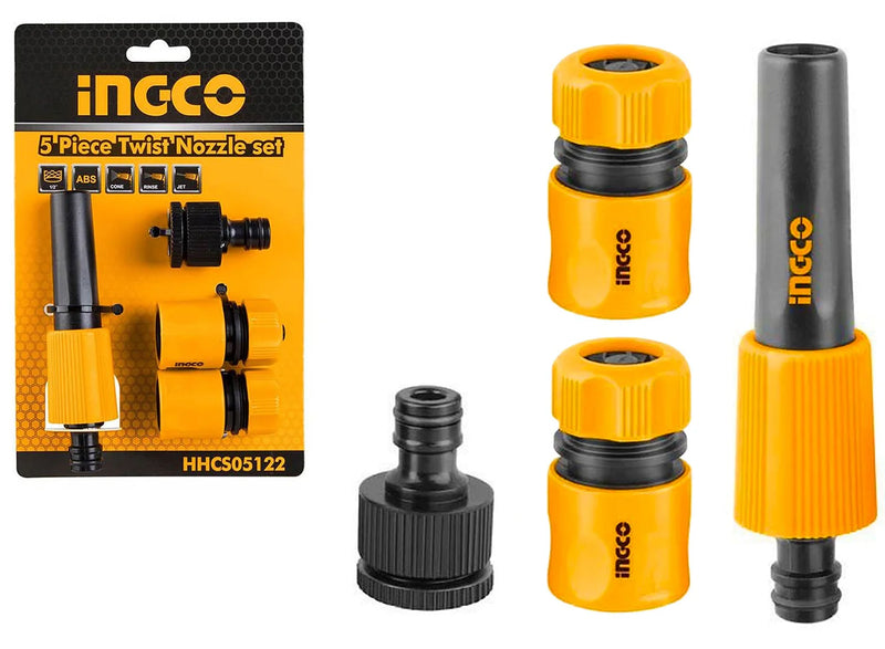 Ingco HHCS05122 5pcs Twist Nozzle Hose Connector Set