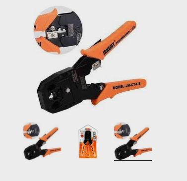 JAKEMY JM-CT4-3 Network Crimping Tool – RJ45/RJ11 Ethernet Cable Cutter &amp; Stripper (3-in-1)