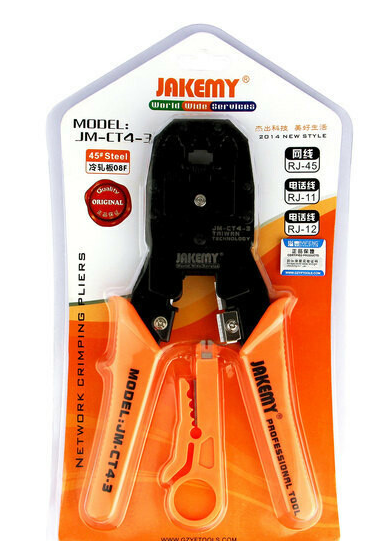 JAKEMY JM-CT4-3 Network Crimping Tool – RJ45/RJ11 Ethernet Cable Cutter &amp; Stripper (3-in-1)