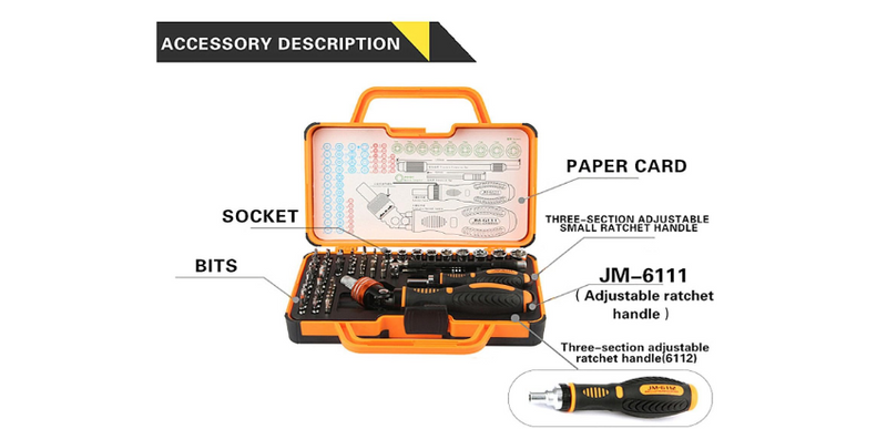 JAKEMY JM-6111 69-in-1 Screwdriver Set – Magnetic Precision Repair Tool Kit for Phones, Laptops, Electronics