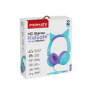 Promate JEWEL HD Stereo KidSafe Wired Headset (Aqua) – Safe High-Definition Audio Headphones for Children, Learning, Gaming, and Multimedia Use