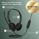 Jabra Evolve 10 USB-A Wired Stereo Headset Noise Cancelling Microphone Leatherette Ear Cushions 2699-820-109 – Professional Grade Office Headset for Calls, Customer Support, and Unified Communications