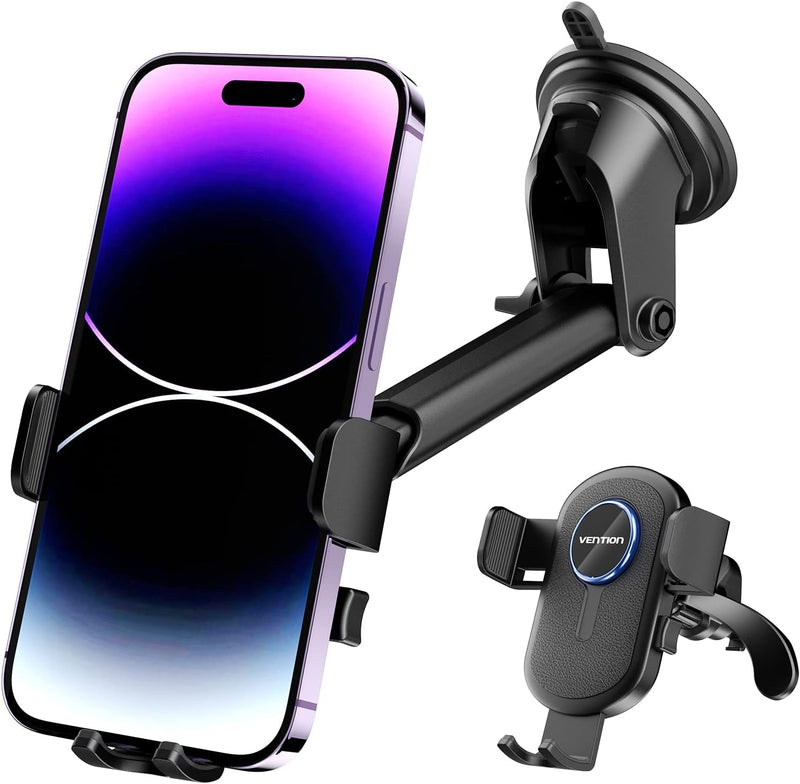 Vention KCVB0 One Touch Holder - Clamping Car Phone Square Stand Mount With Suction Cup