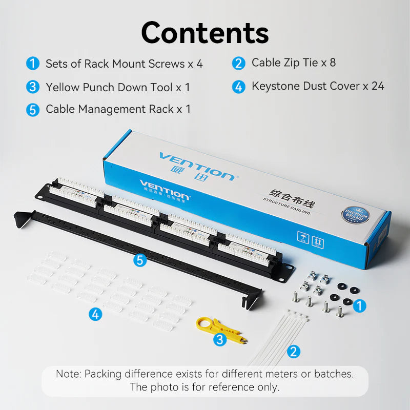 Vention KGCB0 24-Port Cat6 Unshielded Keystone Patch Panel