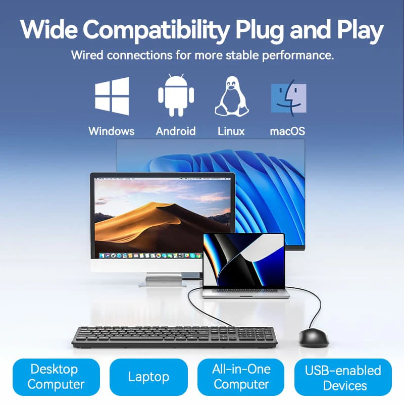 Vention KTCB0-EN USB Wired Full-Sized Slim Keyboard and Mouse Combo